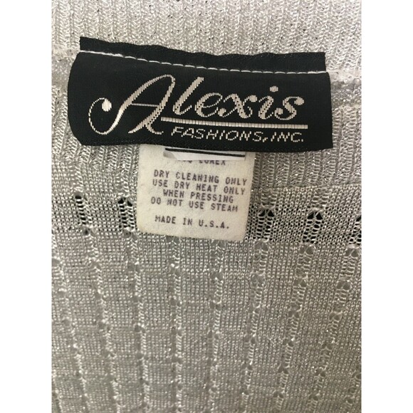 Alexis Fashion metallic silver ribbed sweater holiday pullover size medium SW2 - Picture 5 of 7
